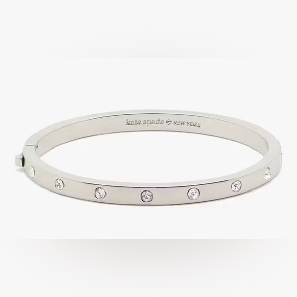 Kate Spade Jewelry - Kate Spade Set in Stone Hinged Silver Bracelet with crystals EUC